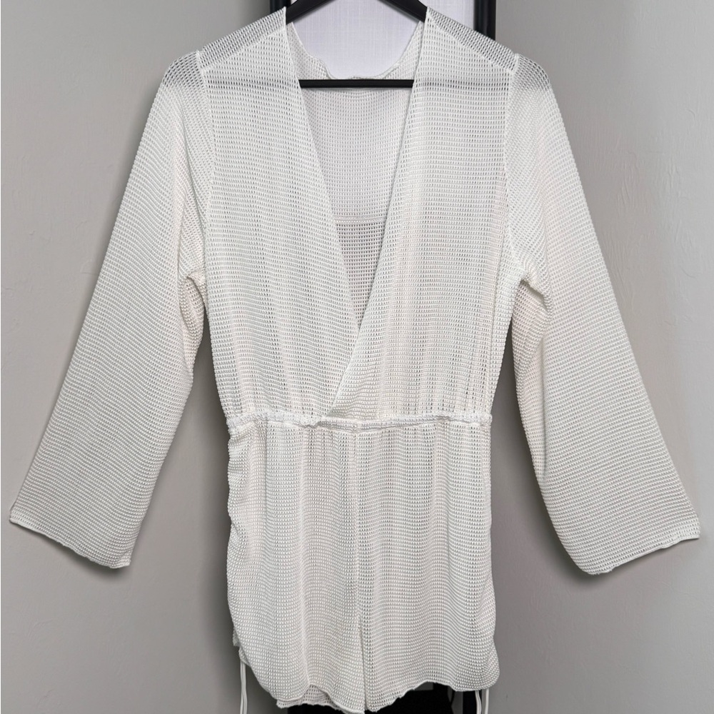 SHEIN White Mesh Swim Coverup